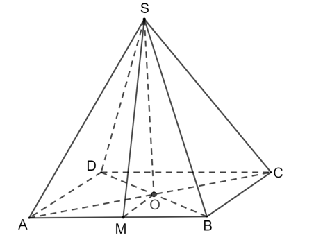 Cho hình chóp tứ giác đều S.ABCD có O là tâm của đáy và có tất cả các cạnh bằng nhau. (ảnh 1)