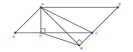 Cho hình bình hành ABCD, kẻ AH ⊥ CD tại H, AK ⊥ BC tại K. Tam giác KAH đồng dạng với tam giác nào dưới đây? (ảnh 1)
