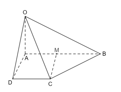 Cho hình chóp S.ABCD có SA ⊥ (ABCD). Cho biết ABCD là hình thang vuông tại A và D, AB = 2AD. (ảnh 1)