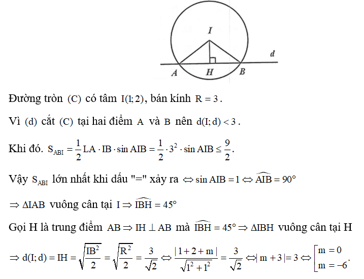 Trền mặt phẳng tọa độ Oxy, cho đường trờn (C); x^2 +y^2 -2x -4y -4 =0   có tâm là điểm I và đường thẳng (ảnh 1)