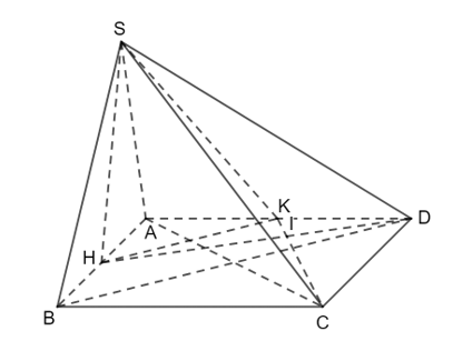 Cho hình vuông ABCD. Gọi H, K lần lượt là trung điểm của AB, AD. Trên đường thẳng vuông góc với (ABCD) tại H, lấy điểm S. Chứng minh rằng: (ảnh 1)