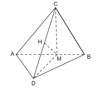 Cho hai tam giác cân ABC và ABD có đáy chung AB và không cùng nằm trong một mặt phẳng. (ảnh 1)