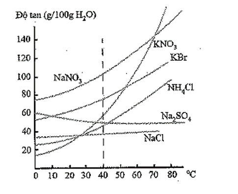 Cho 4 chất sau: KNO3, NaNO3, NaCl, NH4Cl. Thứ tự tăng dần khả năng hòa tan trong 100 gam (ảnh 1)