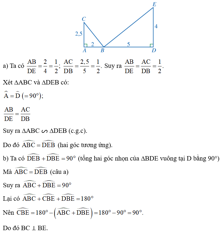 Cho Hình 77, chứng minh:   a) góc ABC= góc BED (ảnh 2)