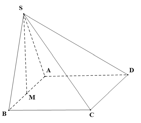 Cho hình chóp S.ABCD có đáy ABCD là hình chữ nhật, mặt phẳng (SAB) vuông góc với mặt đáy, tam giác SAB vuông cân tại S.  (ảnh 1)