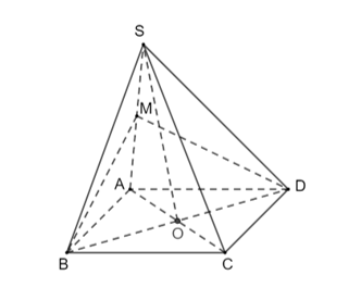 Cho hình chóp S.ABCD có các cạnh bên và cạnh đáy đều bằng a. Gọi M là trung điểm của SA (ảnh 1)