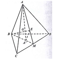 Gọi G là trọng tâm tứ diện ABCD. Gọi Aˈ là trọng tâm của tam giác BCD. Tính tỉ số GA/GA' .  (ảnh 1)