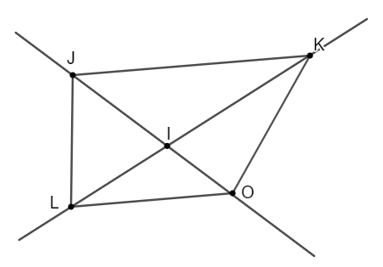 Cho hình vẽ sau. Có bao nhiêu đoạn thẳng có chung mút I?   A. 3; B. 4; C. 5; D. 6. (ảnh 1)
