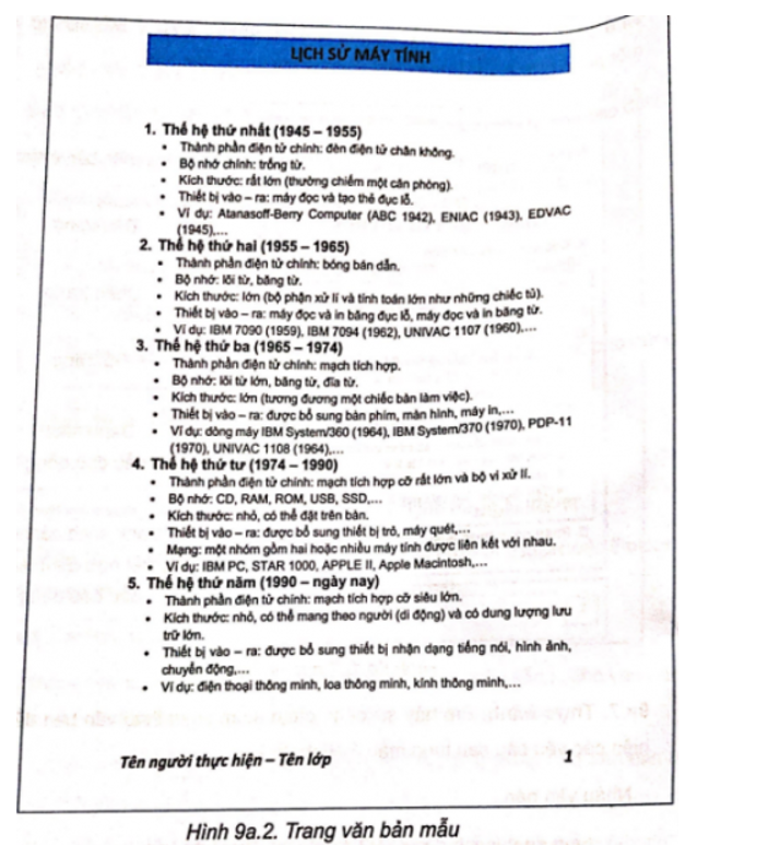 Thực hành: Em hãy sử dụng phần mềm soạn thảo văn bản để thực hiện các yêu cầu sau theo mẫu ở Hình 9a.2: (ảnh 1)