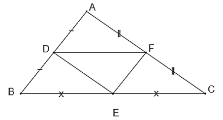 Vẽ tam giác ABC và các đường trung bình của tam giác đó. (ảnh 1)