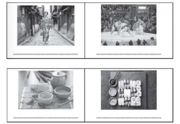 Dựa vào các hình dưới đây, hãy:  1. Ghi tên của những nét văn hoá truyền thông nổi tiếng của Nhật Bản vào chỗ trống (......) dưới mỗi hình. (ảnh 1)