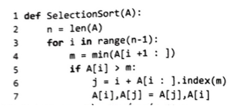 Viết lại chương trình mô tả thuật toán sắp xếp chọn đã mô tả trong Câu 21.6 sử dụng hàm min() của Python. (ảnh 1)