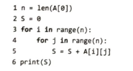 Đánh giá thời gian chạy của chương trình sau, trong đó A là ma trận vuông bậc n.   (ảnh 1)
