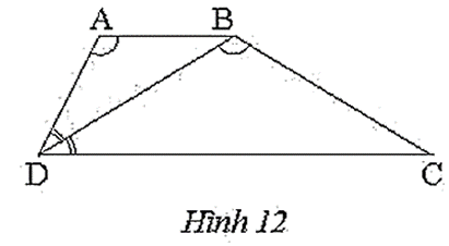 Trong Hình 12, cho tứ giác ABCD là hình thang Chứng minh rằng: BD^2 = AB.DC (ảnh 1)