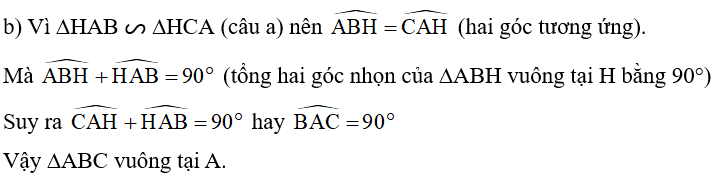 b) Tam giác ∆ABC vuông tại A. (ảnh 1)