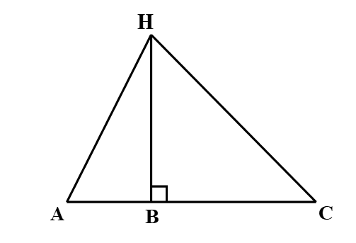 Cho ba điểm A, B, C thẳng hàng và điểm B nằm giữa hai điểm A và C. Trên đường thẳng vuông góc với AC tại B ta lấy điểm H. (ảnh 1)