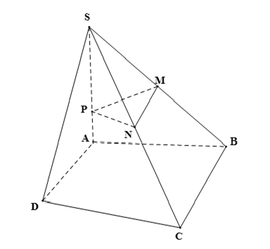 Cho hình chóp S.ABCD có SA vuông góc (ABC), BC ⊥ AB. Lấy hai điểm M, N lần lượt là trung điểm của SB, SC và điểm P nằm trên (ảnh 1)