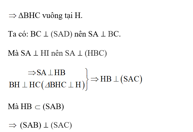 b) (SAB) vuông góc (SAC). (ảnh 2)