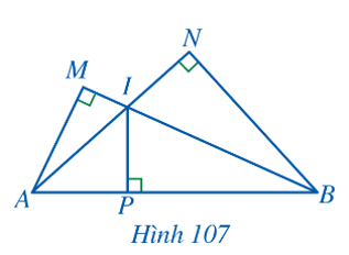 Cho Hình 107. Chứng minh: a) ∆ABN ᔕ ∆AIP và AI.AN = AP.AB;	 (ảnh 1)