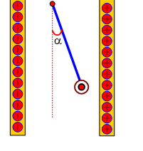 Một qua cầu khối lượng 4,5.10-3 kg treo vào một sợi dây cách điện dài 1 m. Quả cầu năm giữa hai tấm kim loại song song, thăng dửng như hình vẽ. Hai tấm cách nhau 4 cm. Đặt một hiệu điện thế 75 V vào hai tấm đó thì quả cầu lệch ra khỏi vị trí ban đầu 1 cm. Lấy g = 10 m/s2. Tính độ lớn điện tích của quả cầu.   A. 0,25 µC. 		 B. 2,5 µC. 		 C. 2,4 µC.		 D. 0,24 µC. (ảnh 1)