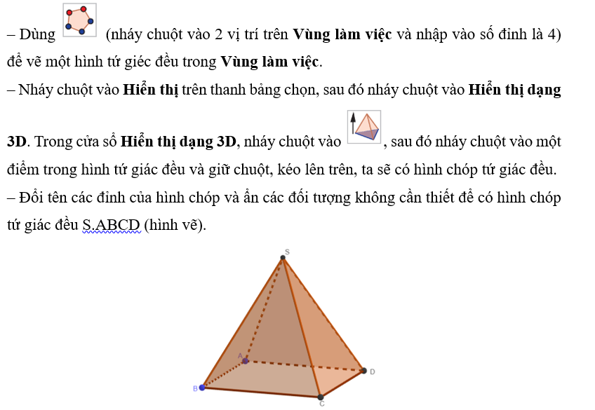 Vẽ hình chóp tứ giác đều. (ảnh 1)