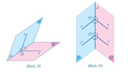 Cho góc nhị diện có hai mặt là hai nửa mặt phẳng (P), (Q) và cạnh của góc nhị diện là đường thẳng d. (ảnh 1)