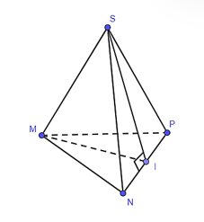 Tính diện tích xung quanh của hình chóp tam giác đều S.MNP (như hình vẽ dưới) biết trung đoạn SI = 9 cm và IP = 6 cm.    A. 54 cm2; B. 162 cm2; C. 126 cm2;   D. 45 cm2. (ảnh 1)