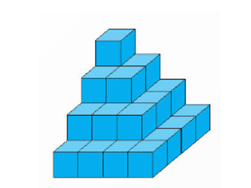 Chọn câu trả lời đúng. Số khối lập phương nhỏ dùng để xếp thành hình bên là: (ảnh 1)