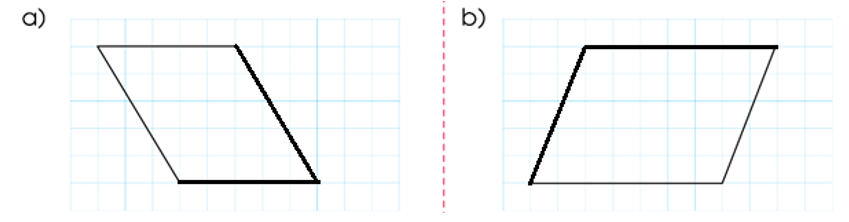 Chỉ ra cách vẽ hai đoạn thẳng để được một hình bình hành: (ảnh 2)