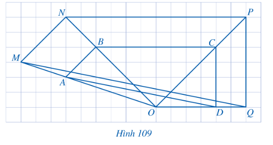 Cho Hình 109. Hình nào đồng dạng phối cảnh với: a) Tam giác OAB?		b) Tam giác OBC? c) Tam giác OCD?		d) Tứ giác ABCD? (ảnh 1)