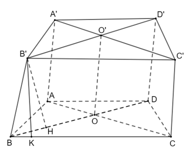 Cho hình chóp cụt tứ giác đều có cạnh đáy lớn bằng 2a, cạnh đáy nhỏ và đường (ảnh 1)