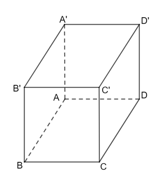 Cho hình hộp ABCD.A′B′C′D′ có 6 mặt đều là hình vuông. Nêu nhận xét về góc giữa  (ảnh 1)