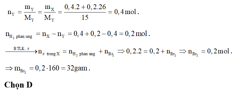Hỗn hợp X gồm 0,4 mol H2 và 0,2 mol axetilen. Nung nóng hỗn hợp X (xúc tác Ni) sau một thời gian (ảnh 1)