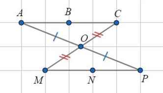 Quan sát hình vẽ dưới đây, trung điểm của đoạn thẳng MP là   A. Điểm B; B. Điểm O;         C. Điểm N; D. Không có đáp án đúng. (ảnh 1)