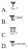 Khi bảng tính đang ở chế độ lọc dữ liệu, để bỏ chế độ lọc dữ liệu em thực hiện nháy chuột vào nút lệnh nào sau đây? (ảnh 1)