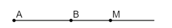 Cho tia AM, lấy điểm B nằm trên tia AM. Chọn kết luận đúng nhất. A. Điểm M nằm giữa hai điểm A và B; B. Hai điểm A và B nằm cùng phía đối với điểm M; C. Hai điểm B và M nằm cùng phía đối với điểm A; D. Hai điểm A và M nằm cùng phía đối với điểm B. (ảnh 1)