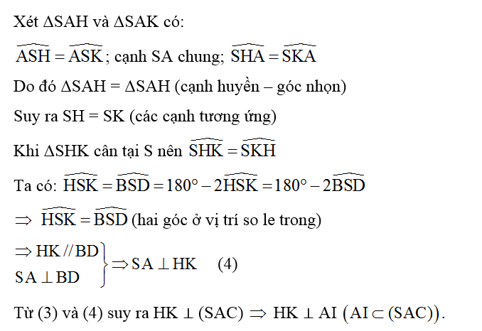 b) HK vuông góc AI. (ảnh 2)