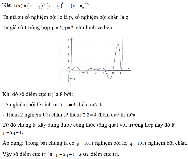 Cho hàm số f(x)= (x-1)(x-2)^2(x-3)^3(x-4)^4 (x-5)^5...(x-2022)^2022 . Số điểm cực trị của hàm số y=f(x)  là bao nhiêu? (ảnh 1)