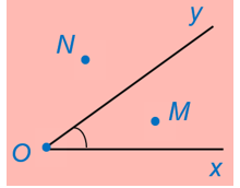 Điểm nằm trong góc xOy trong hình vẽ là   A. Điểm N; B. Điểm M và N; C. Điểm M; D. Đáp án khác. (ảnh 1)