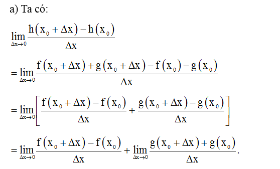 Cho hai hàm số f(x), g(x) xác định trên khoảng (a; b) cùng có đạo hàm tại điểm (ảnh 1)