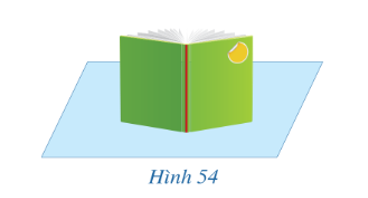Trong Hình 54, hai bìa của cuốn sách gợi nên hình ảnh hai mặt phẳng vuông góc với mặt bàn.  (ảnh 1)