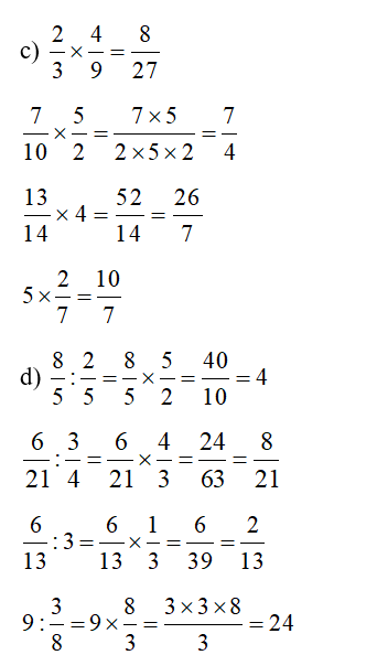 Tính:  a) 2/7 + 3/ 14    2/3 + 1/12   8+ 7/4    6/5 + 4    b) 9/16 - 1/4   7/3 - 2/9    6 - 3/10    18/5 - 2 (ảnh 3)