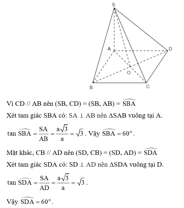 Cho hình chóp S.ABCD có đáy là hình thoi ABCD cạnh a. Cho biết SA = a căn bậc hai 3 (ảnh 1)