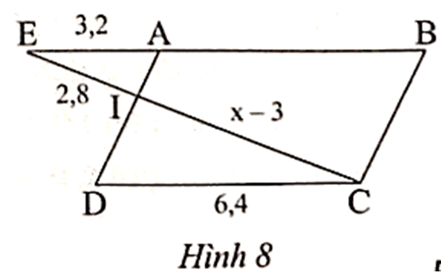 Trong Hình 8, cho biết tứ giác ABCD là hình bình hành. Tìm x (ảnh 1)