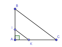 Cho hình bên, biết AB = 9 cm, AC = 12 cm, IB = 6 cm, KC = 8 cm. Kết luận nào sau đây là đúng?   A. IK ⊥ BC; B. IK // BC; C. IK = BC;  D. Cả A, B, C đều sai. (ảnh 1)