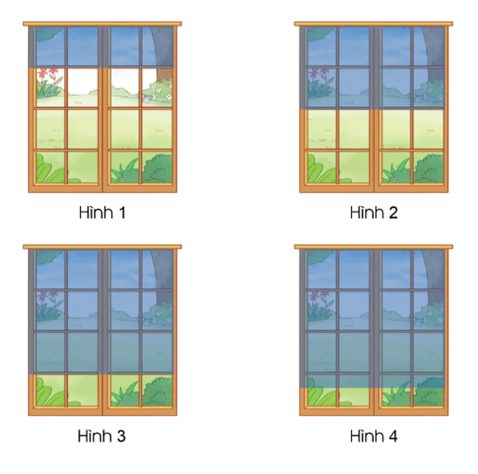 Bức rèm trong hình vẽ nào dưới đây che 3/4 cửa sổ? (ảnh 1)