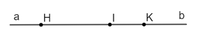 Cho đường thẳng ab, vẽ ba điểm I, K, H cùng nằm trên đường thẳng ab sao cho mỗi điểm H, K không nằm giữa hai điểm còn lại. Khẳng định nào sau đây là đúng? A. Điểm I nằm giữa hai điểm H và K; B. Hai điểm I và K nằm khác phía đối với điểm H; C. Hai điểm H và K nằm cùng phía đối với điểm I; D. Hai điểm I và H nằm khác phía đối với điểm K. (ảnh 1)