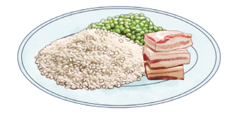 Nguyên liệu mẹ mua về làm bánh gồm có:  9/4 kg gạo nếp, 1/2  kg đỗ xanh,  3/4 kg thịt (ảnh 1)