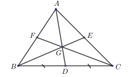 Cho tam giác ABC, trên đường trung tuyến AD. Gọi G là điểm nằm giữa A và D sao cho (ảnh 1)