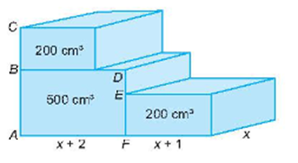 Cho hai hình hộp chữ nhật bằng nhau cùng có thể tích 200 cm3 và một hình hộp chữ nhật  (ảnh 1)